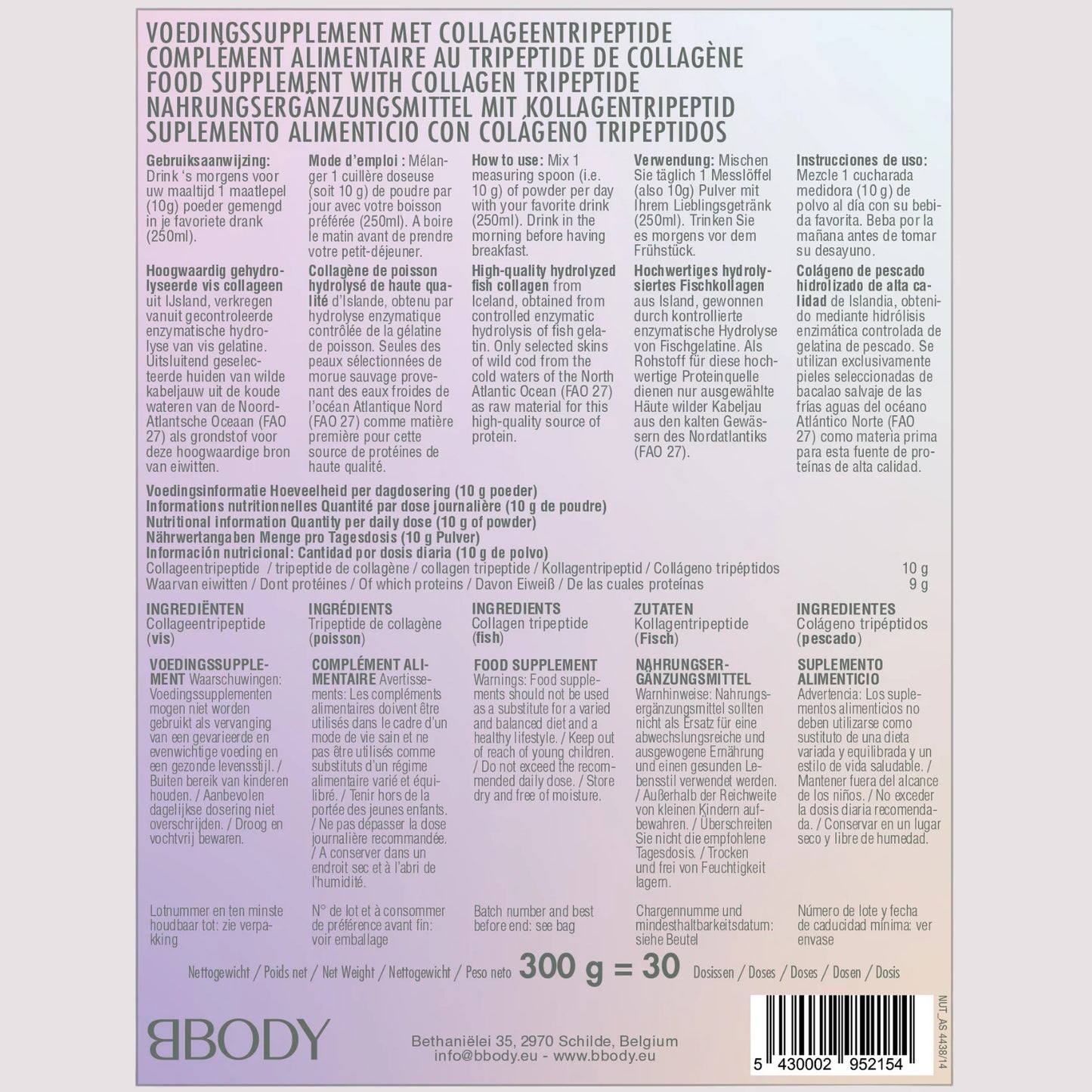 BBody Hydrolyzed Collageen - 300 g
